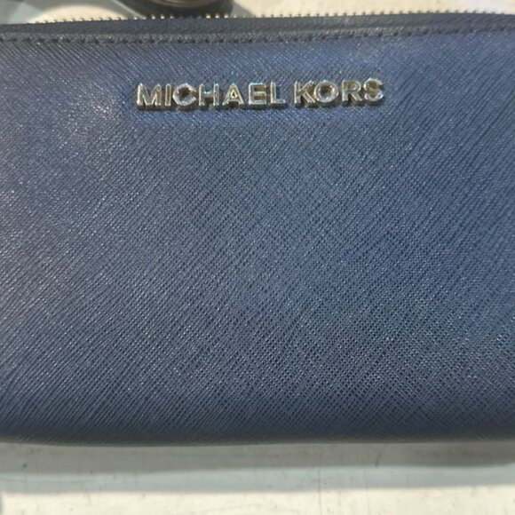 Michael Kors Navy Blue Leather Wristlet Wallet - Picture 2 of 5